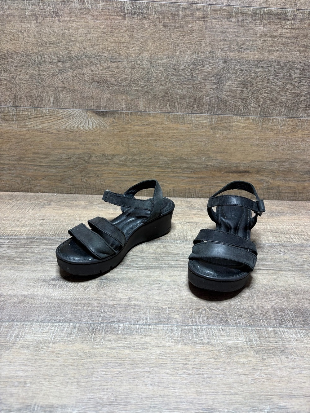 Born Black Platform Wedge Sandals with Adjustable Straps